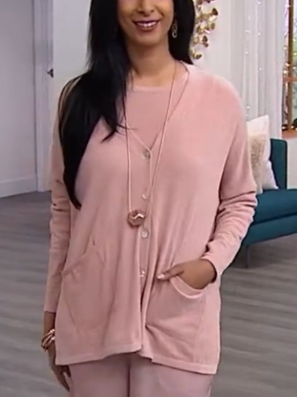 WynneLounge (XL) Chenille Sweater Knit Cardigan Rose NWT Soft Cozy Pockets *flaw